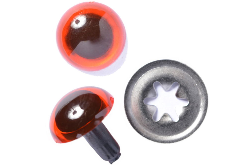 D102A - TEDDY EYE 18mm  AMBER (METAL WASHER)