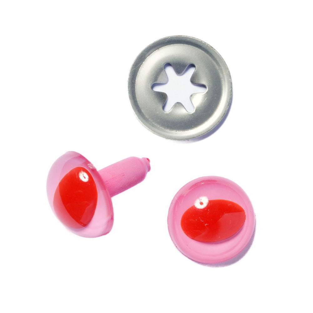 D127RP - CATS EYE 12mm RED/PINK (METAL WASHER)