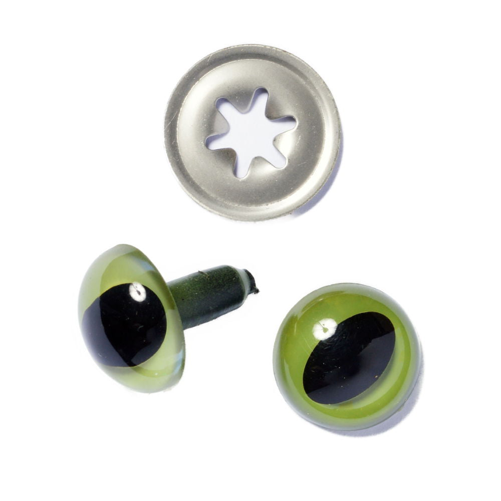 D128G - CATS EYE 16.5mm GREEN (METAL WASHER)