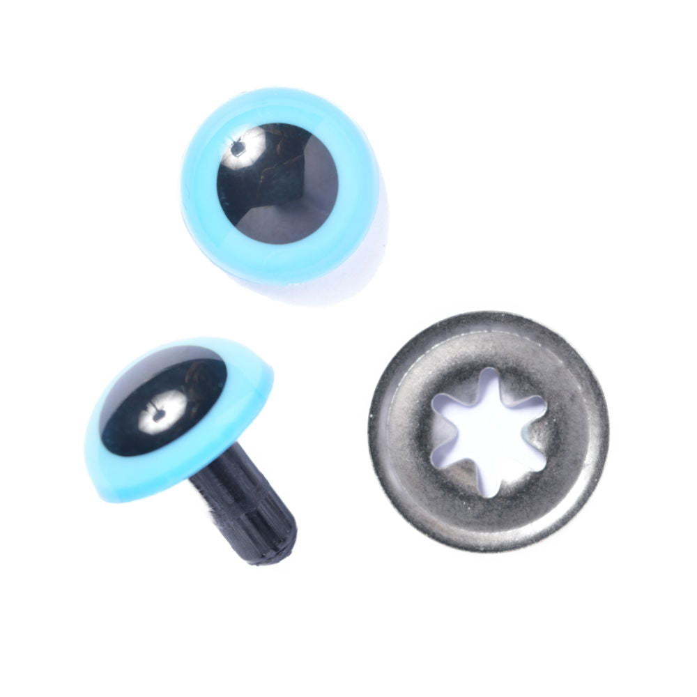 D300BL - TEDDY EYE 9mm BLUE (METAL WASHER)