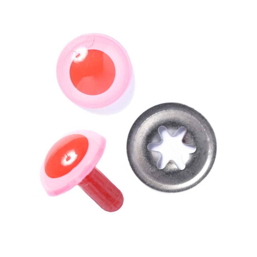D320RP - TEDDY EYE 15mm RED/PINK (METAL WASHER)