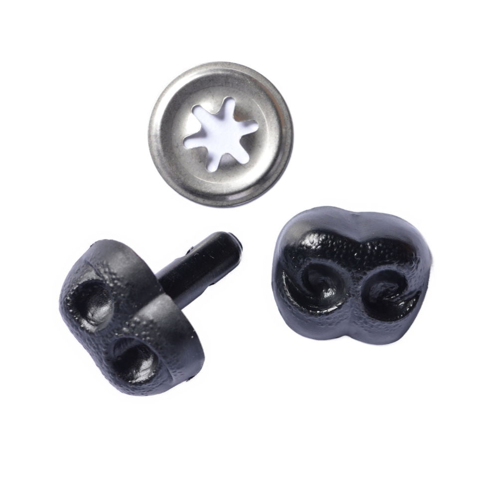 D329 - 12mm BLACK ANIMAL NOSE WITH (METAL WASHER)