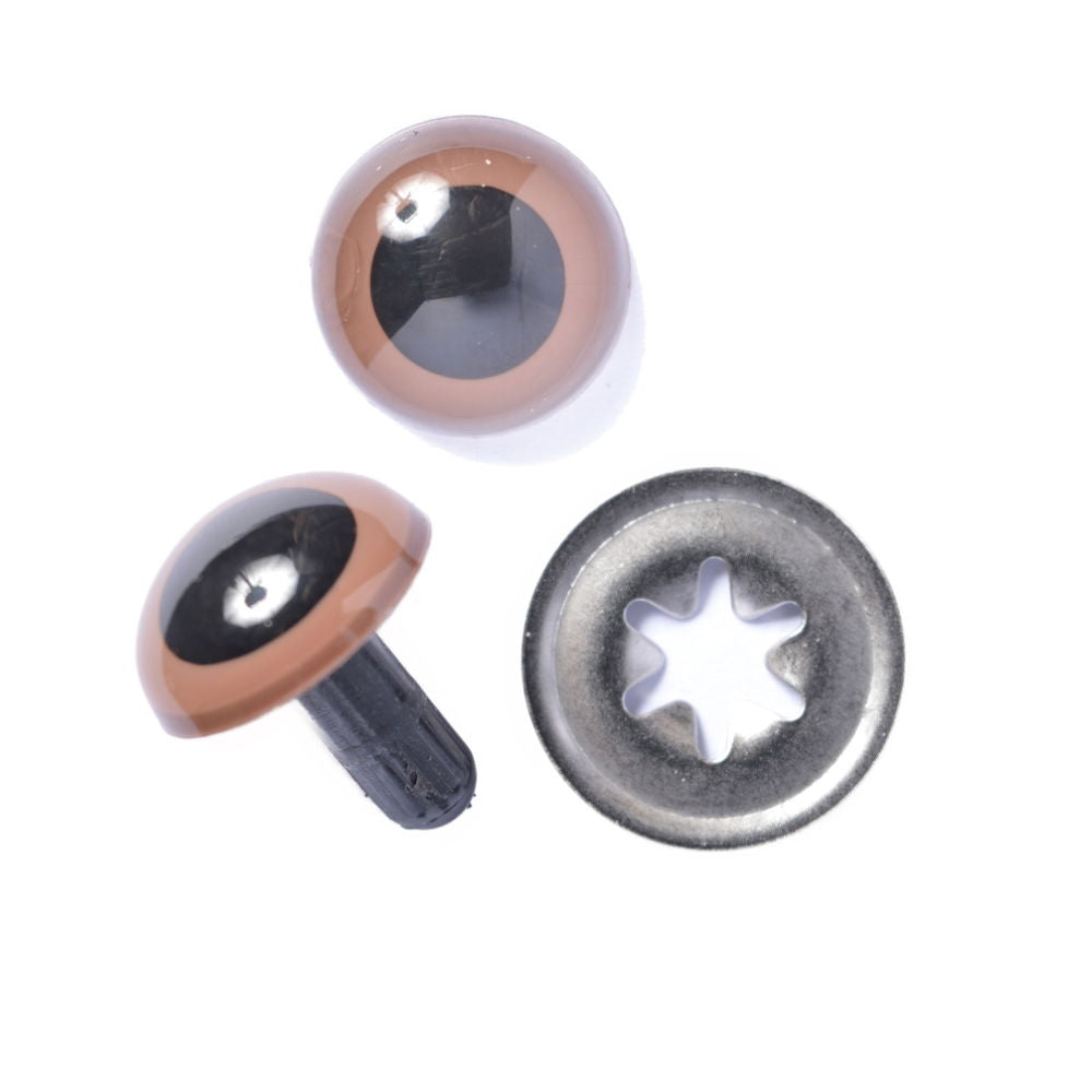 D474BR - TEDDY EYE 7.5mm BROWN (METAL WASHER)