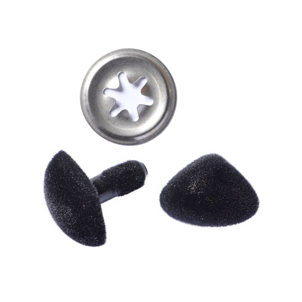 D480BK - 15 mm ANIMAL NOSE FLOCKED BLACK METAL WASHERS