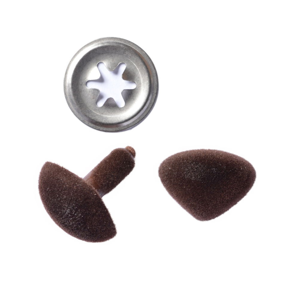 D480BR - 15 mm ANIMAL NOSE FLOCKED BROWN METAL WASHERS