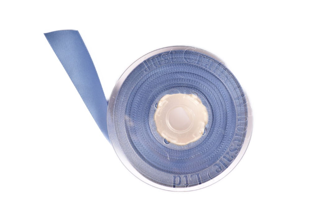 DS25-363 - DOUBLE SATIN RIBBON 25mm 363 SMOKE BLUE