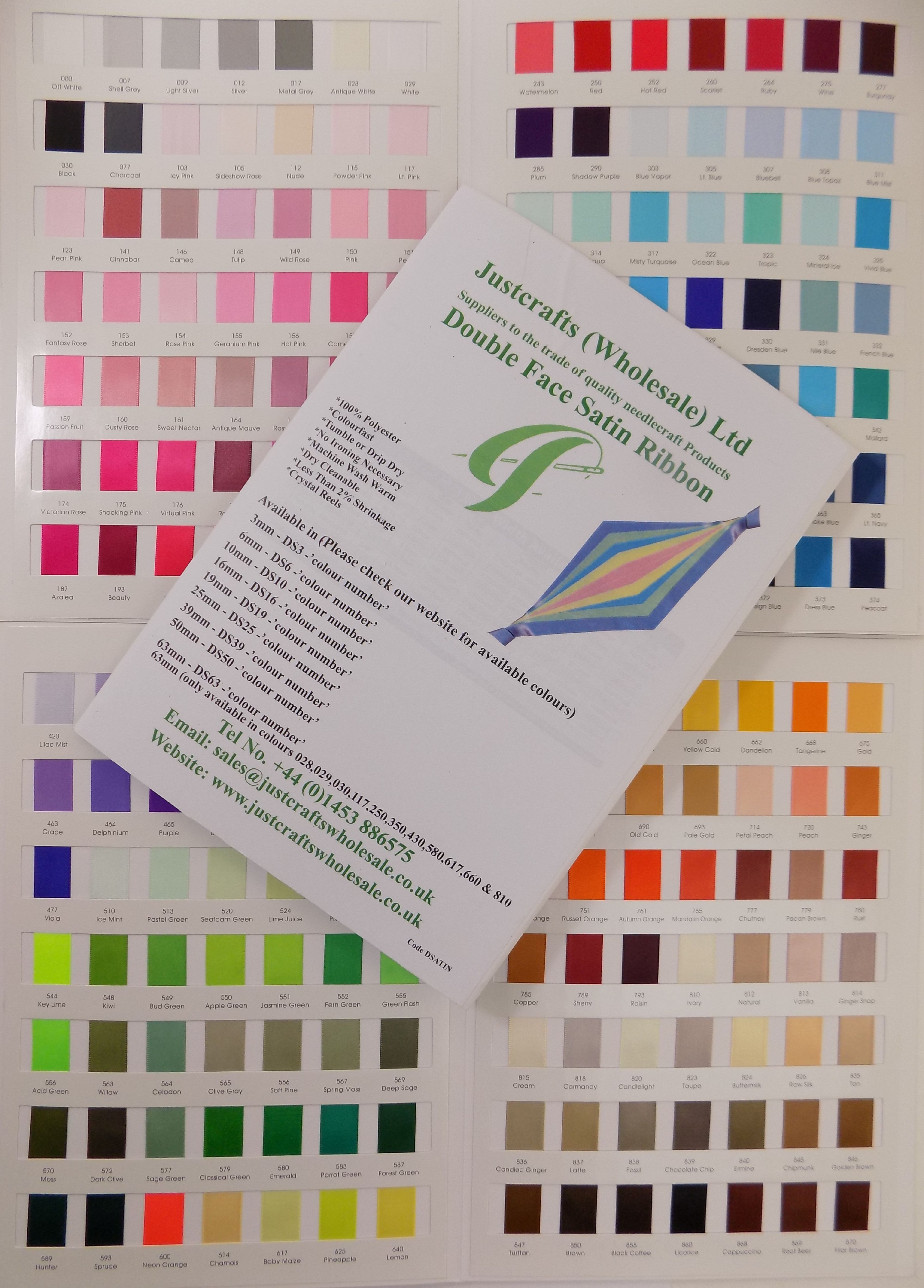 DSATIN - JUSTCRAFTS DOUBLE SATIN SHADE CARD