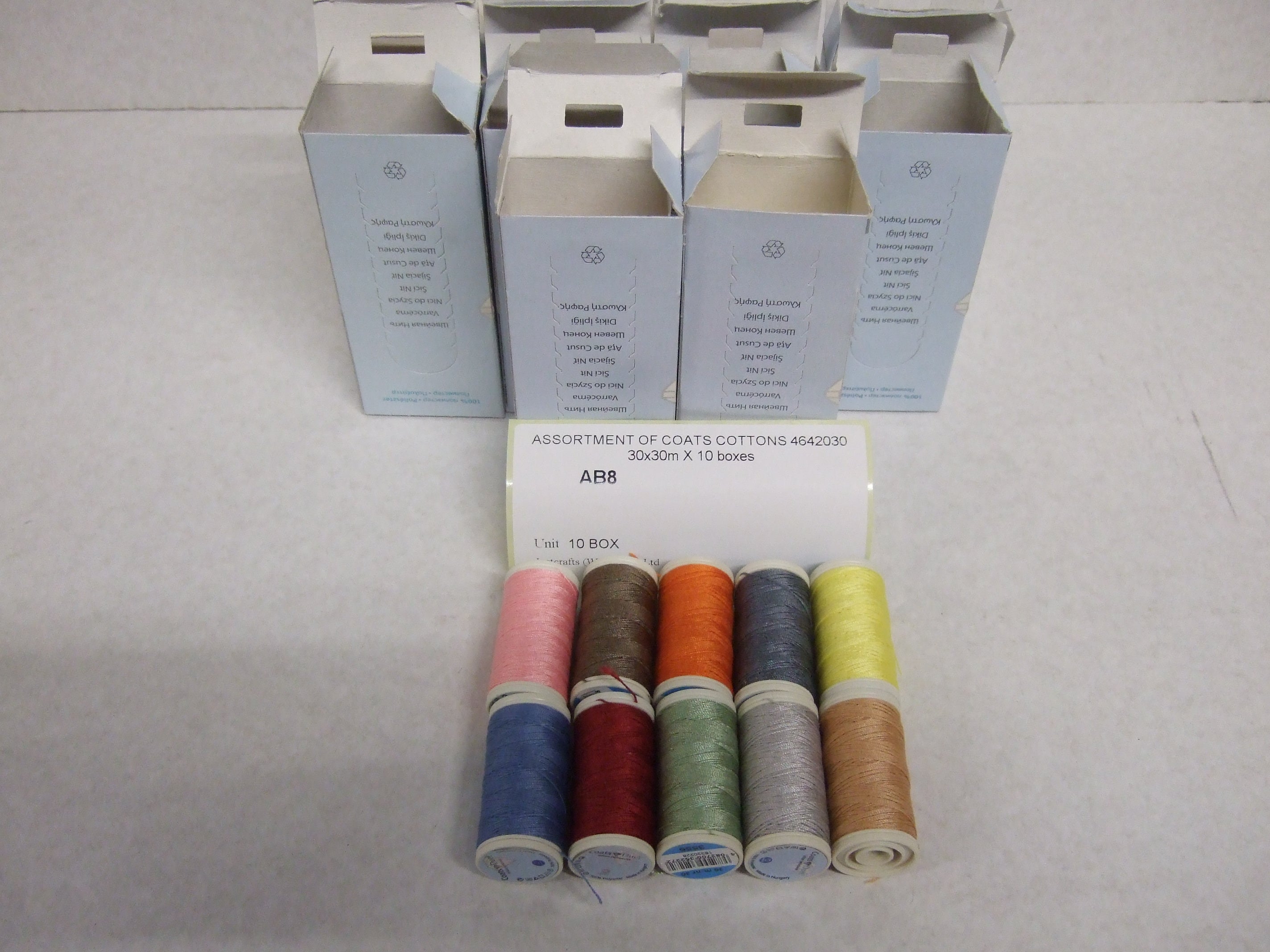AB8  ASSORTMENT OF COATS COTTONS 4642030 30x30m X 10 boxes