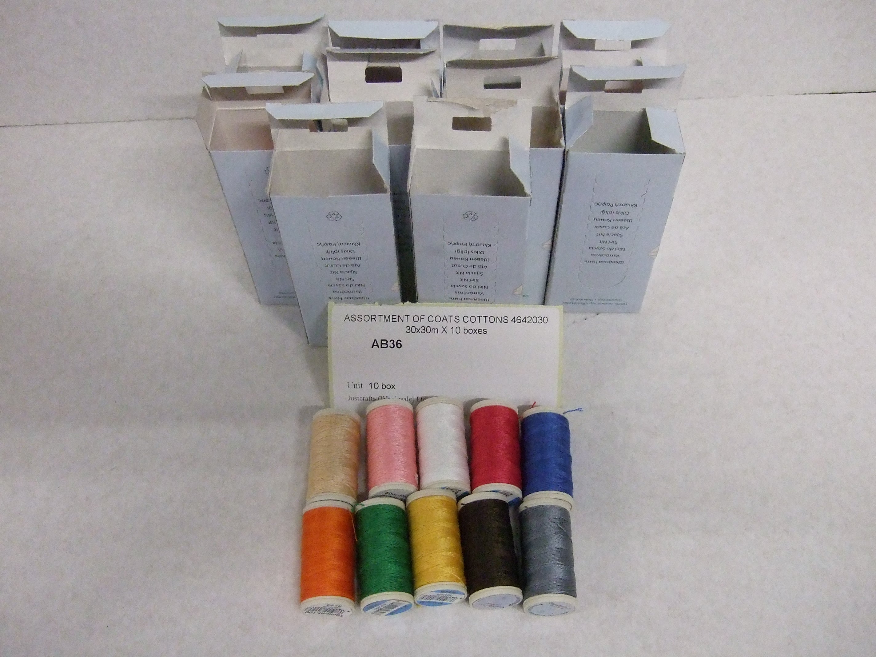 AB36  ASSORTMENT OF COATS COTTONS 4642030 30x30m X 10 boxes