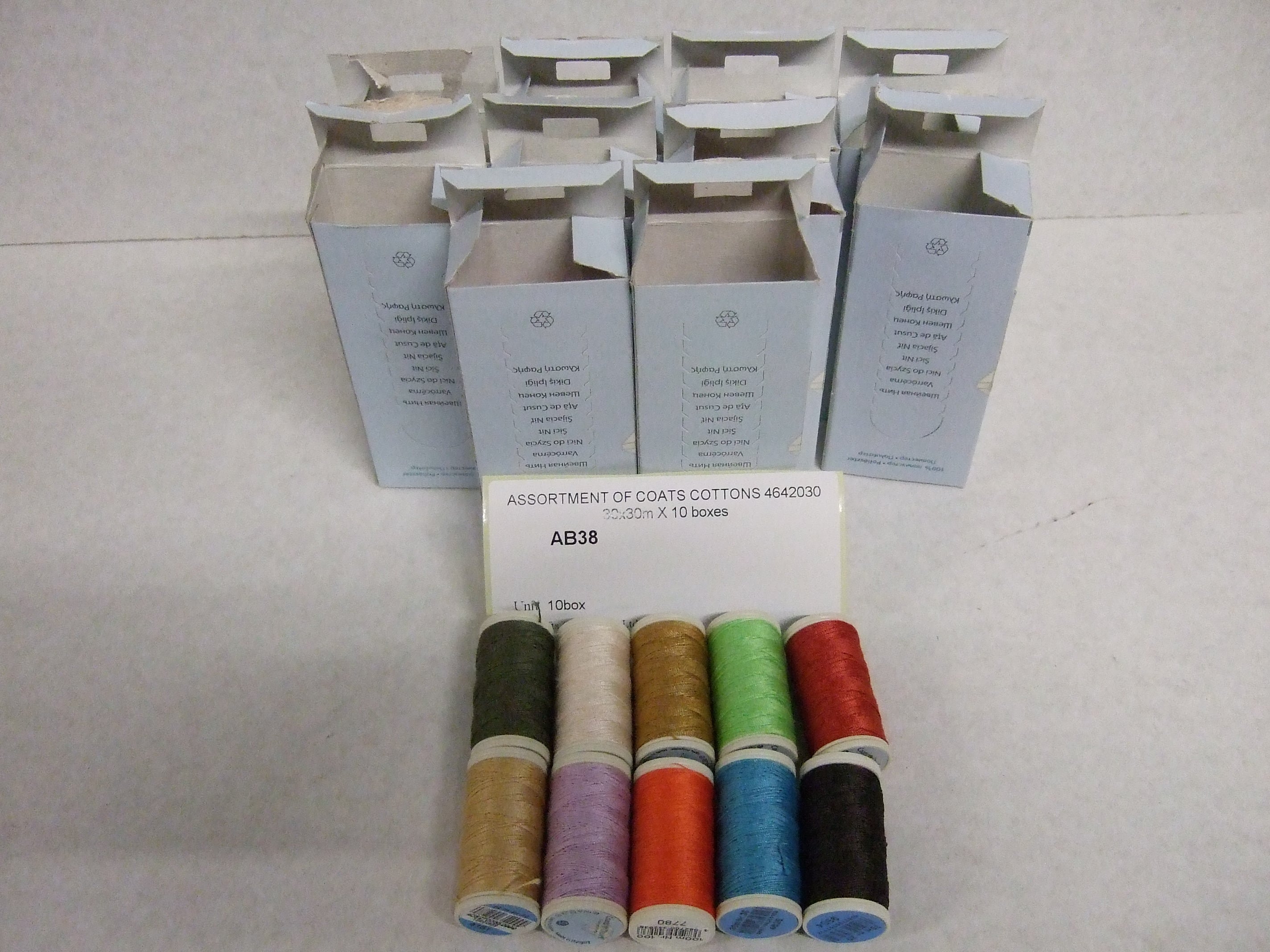 AB38   ASSORTMENT OF COATS COTTONS 4642030 30x30m X 10 boxes