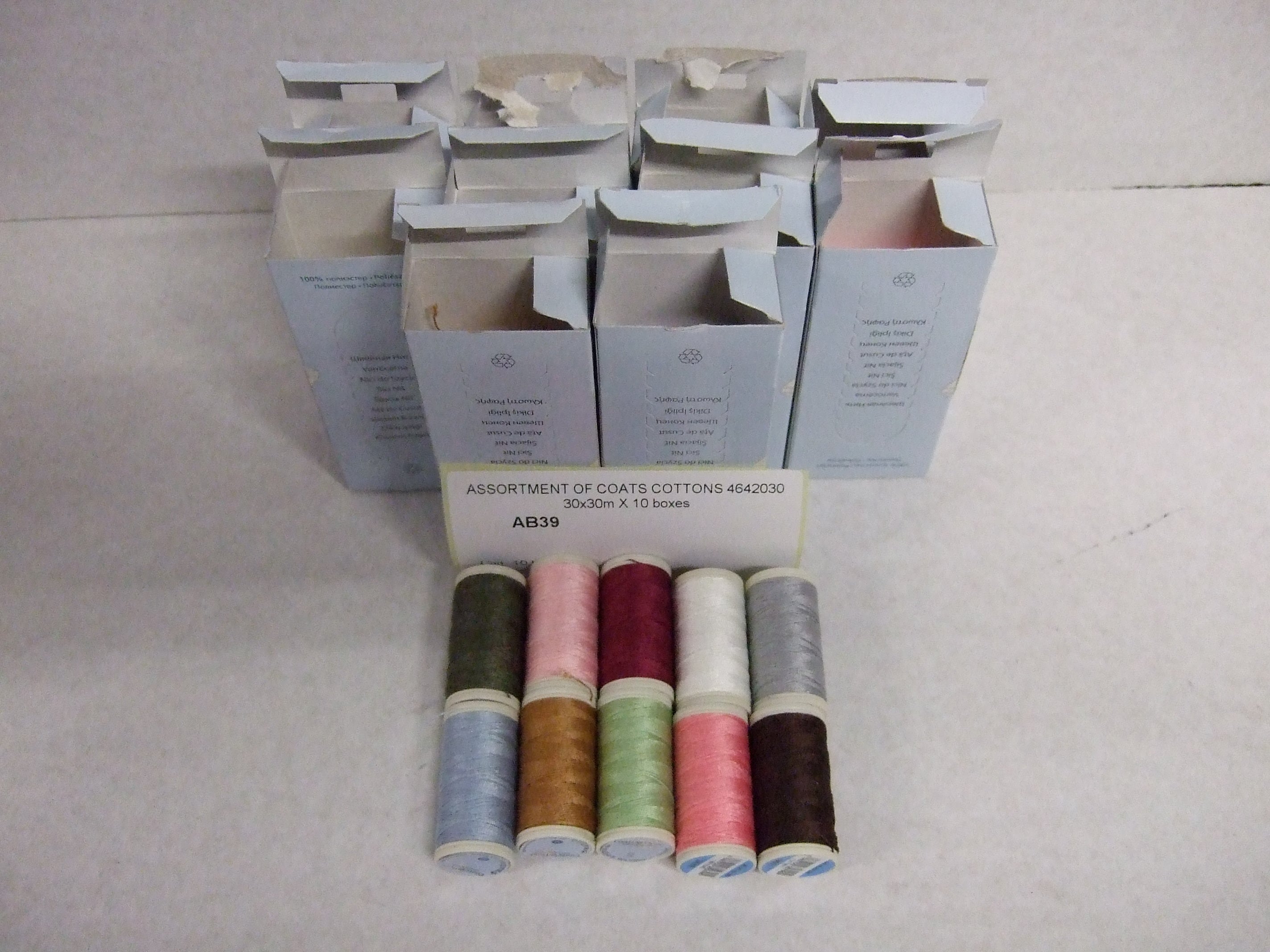AB39  ASSORTMENT OF COATS COTTONS 4642030 30x30m X 10 boxes