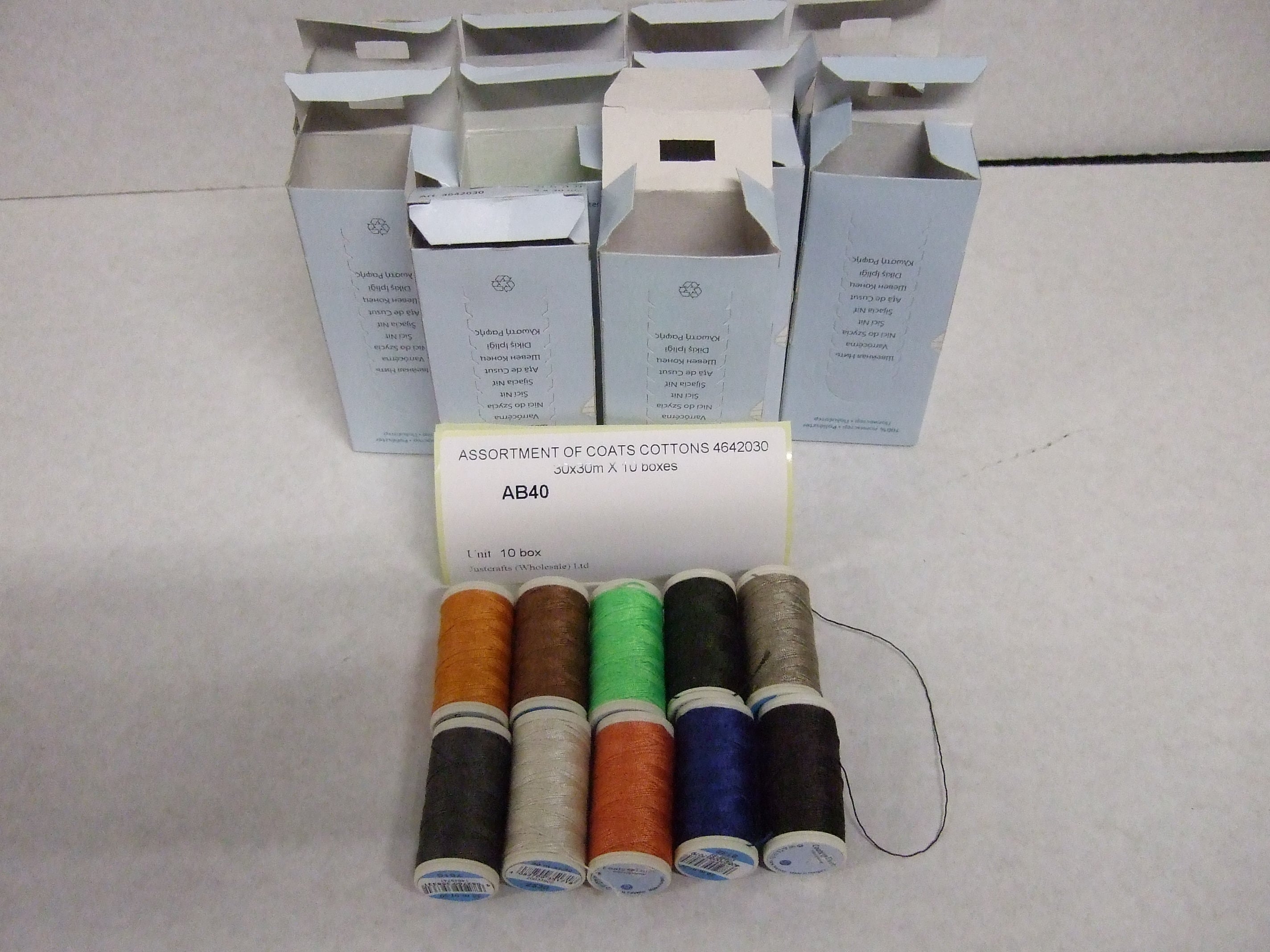 AB40  ASSORTMENT OF COATS COTTONS 4642030 30x30m X 10 boxes