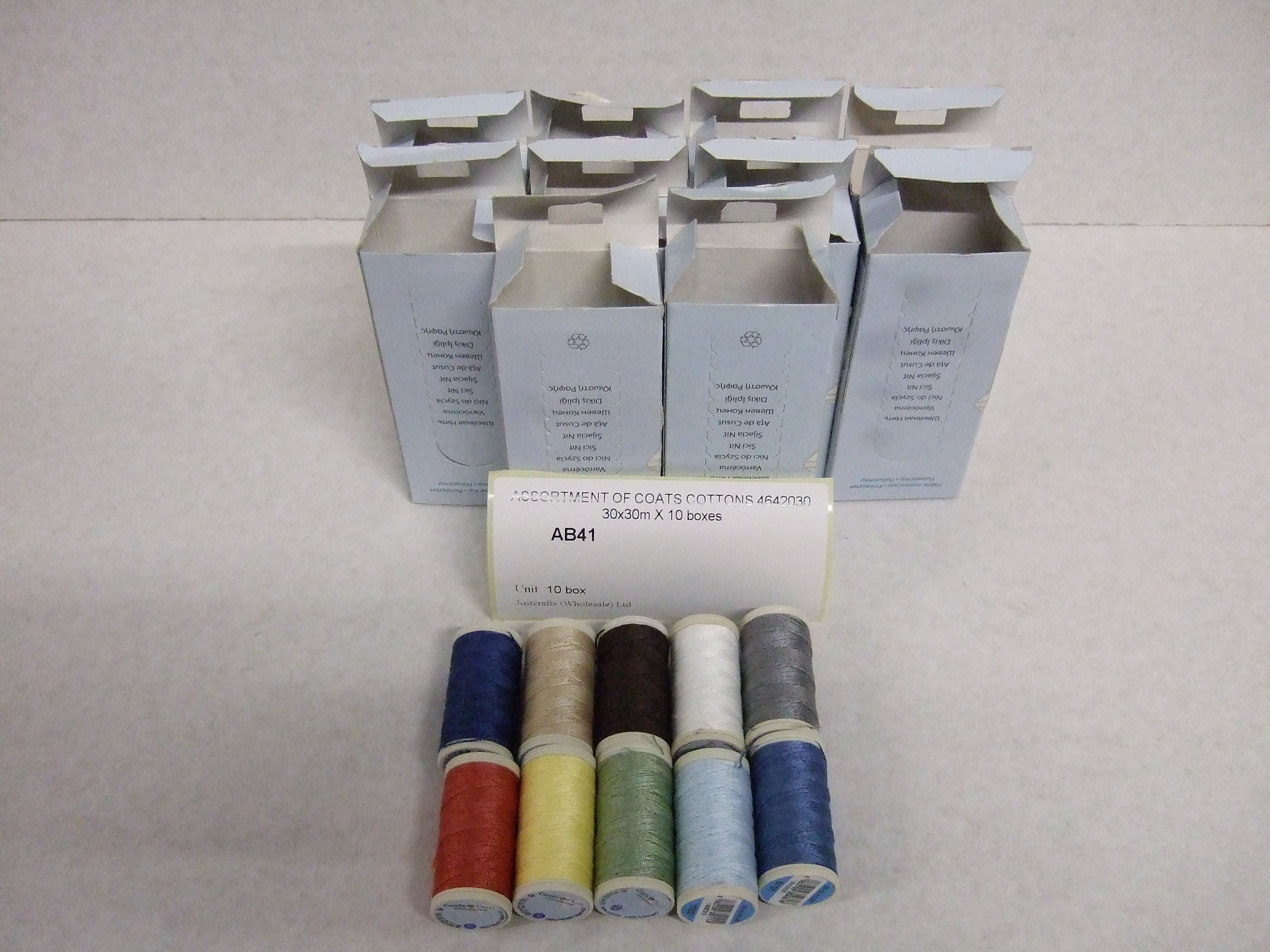 AB41  ASSORTMENT OF COATS COTTONS 4642030 30x30m X 10 boxes