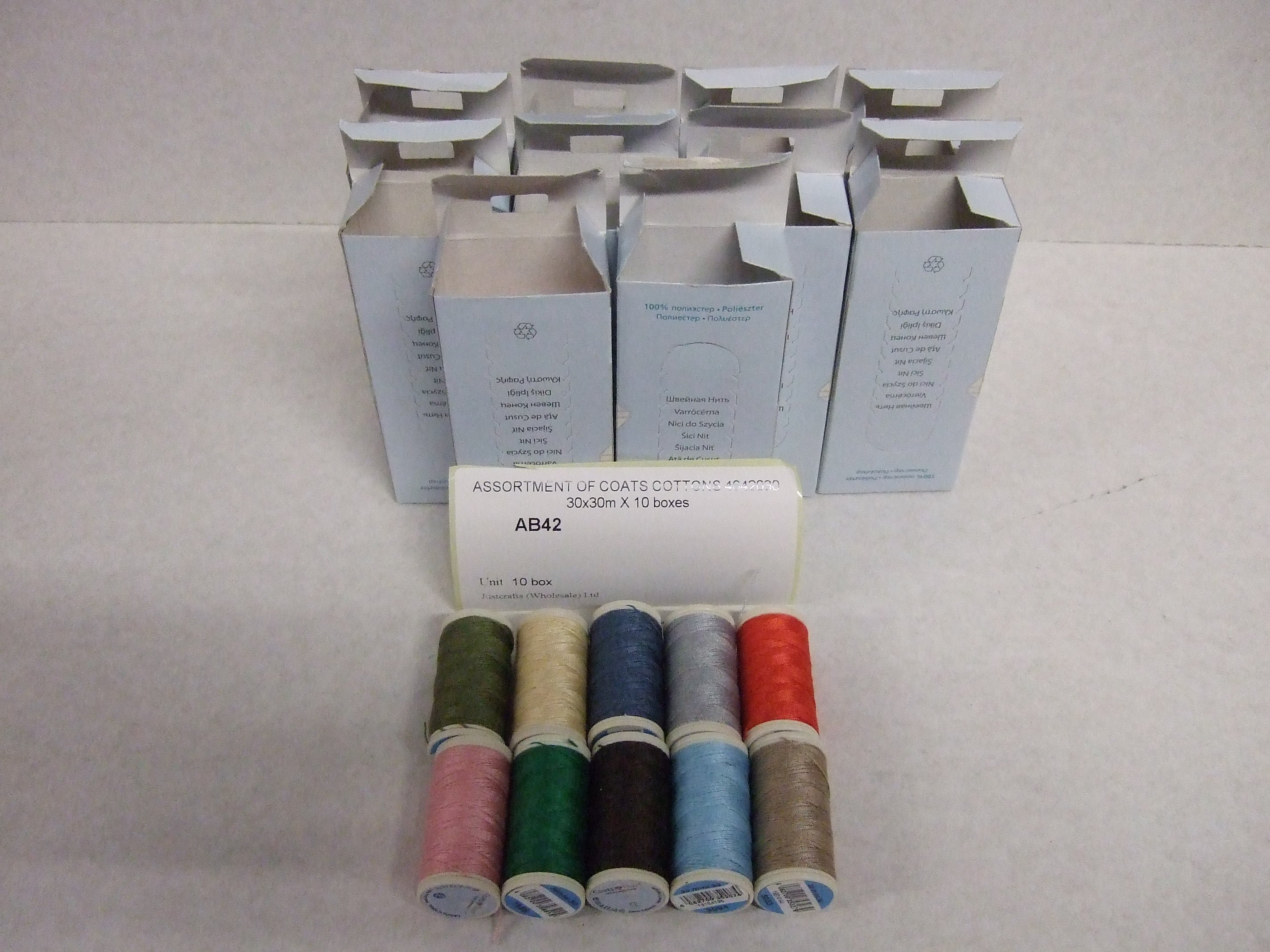 AB42  ASSORTMENT OF COATS COTTONS 4642030 30x30m X 10 boxes