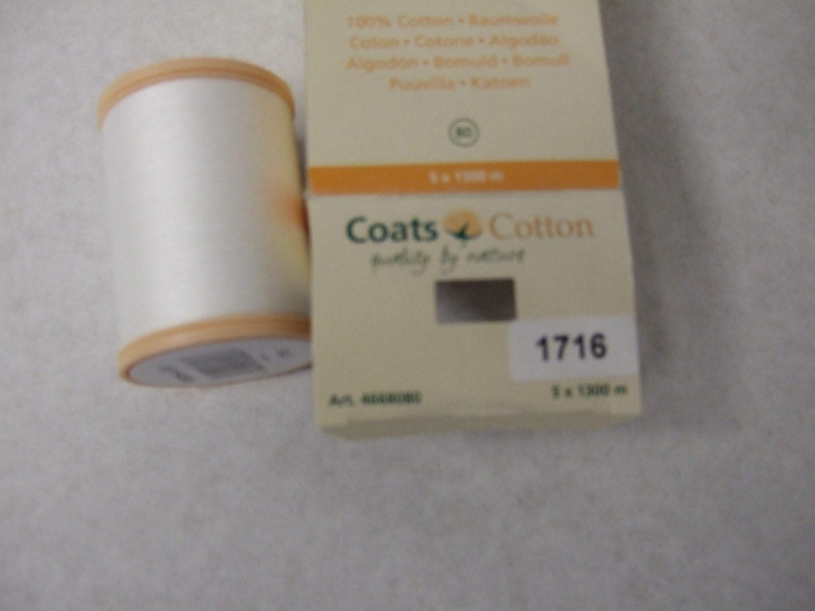 4668080-1716  COATS COTTON SIZE 80 X 1300M 1716 WHITE