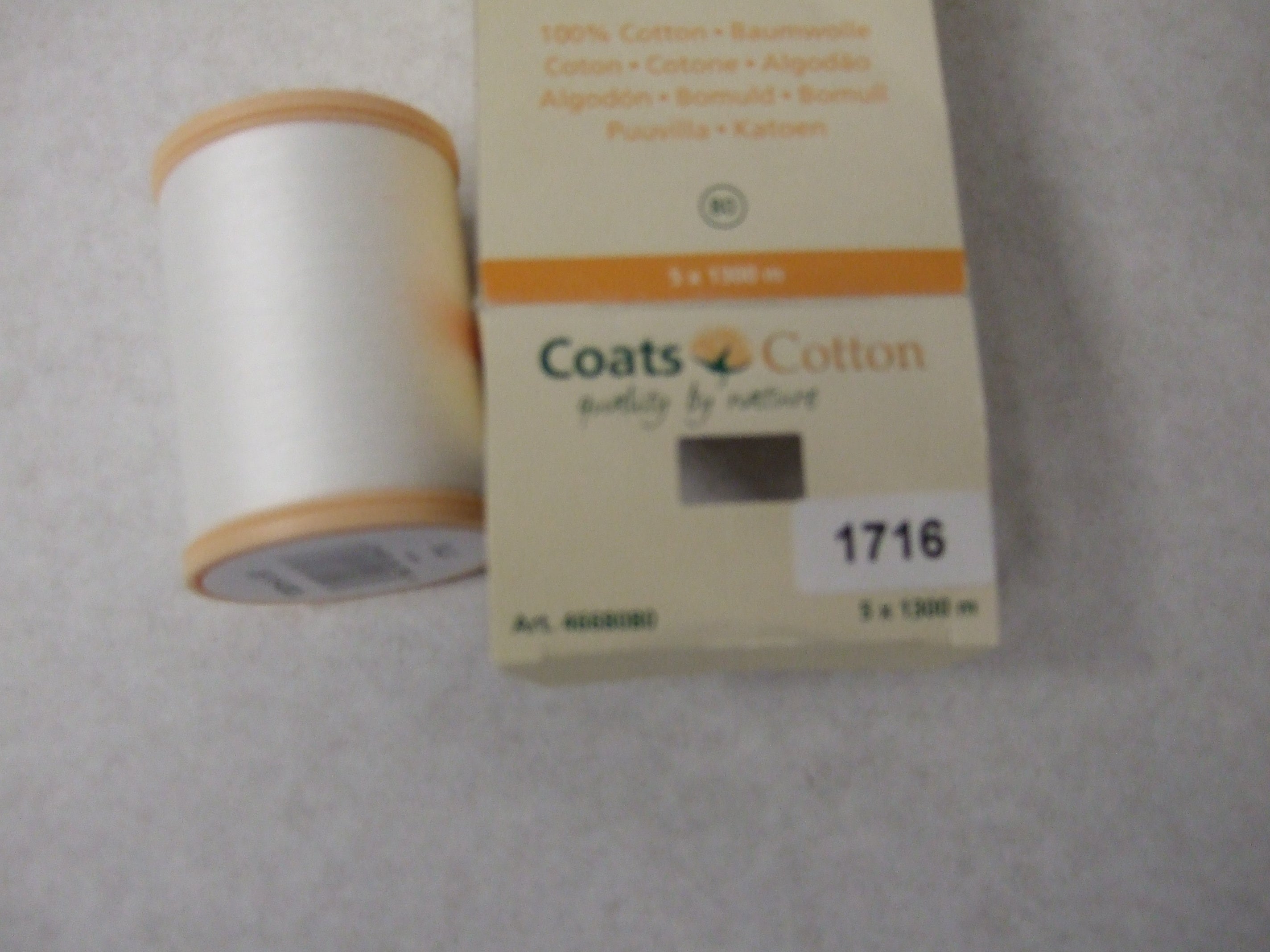 4668080-1716  COATS COTTON SIZE 80 X 1300M 1716 WHITE
