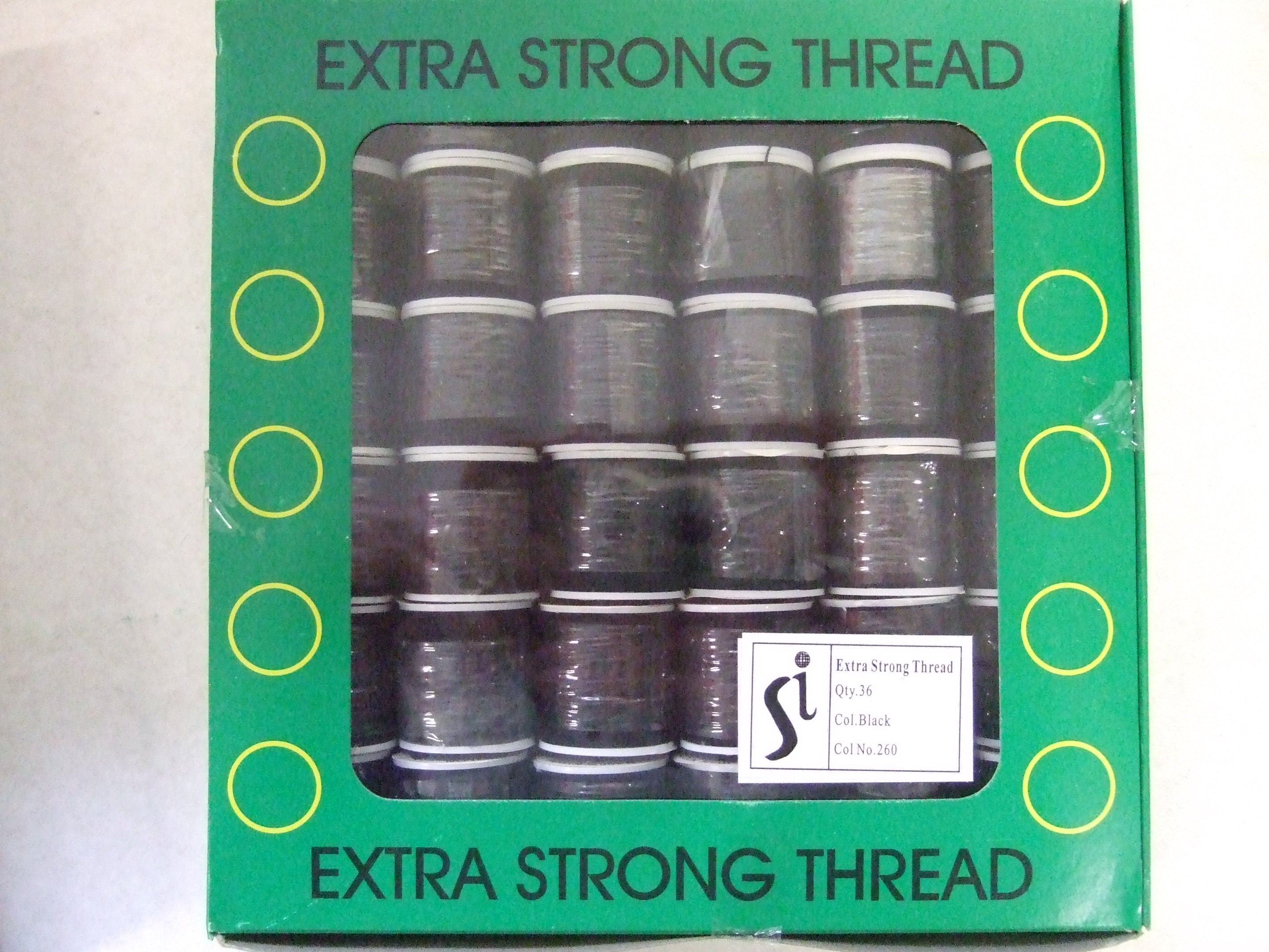 ST-BLK - SS434 EXTRA STRONG POLY/COTTON THREAD BLACK 50M X 36 REELS