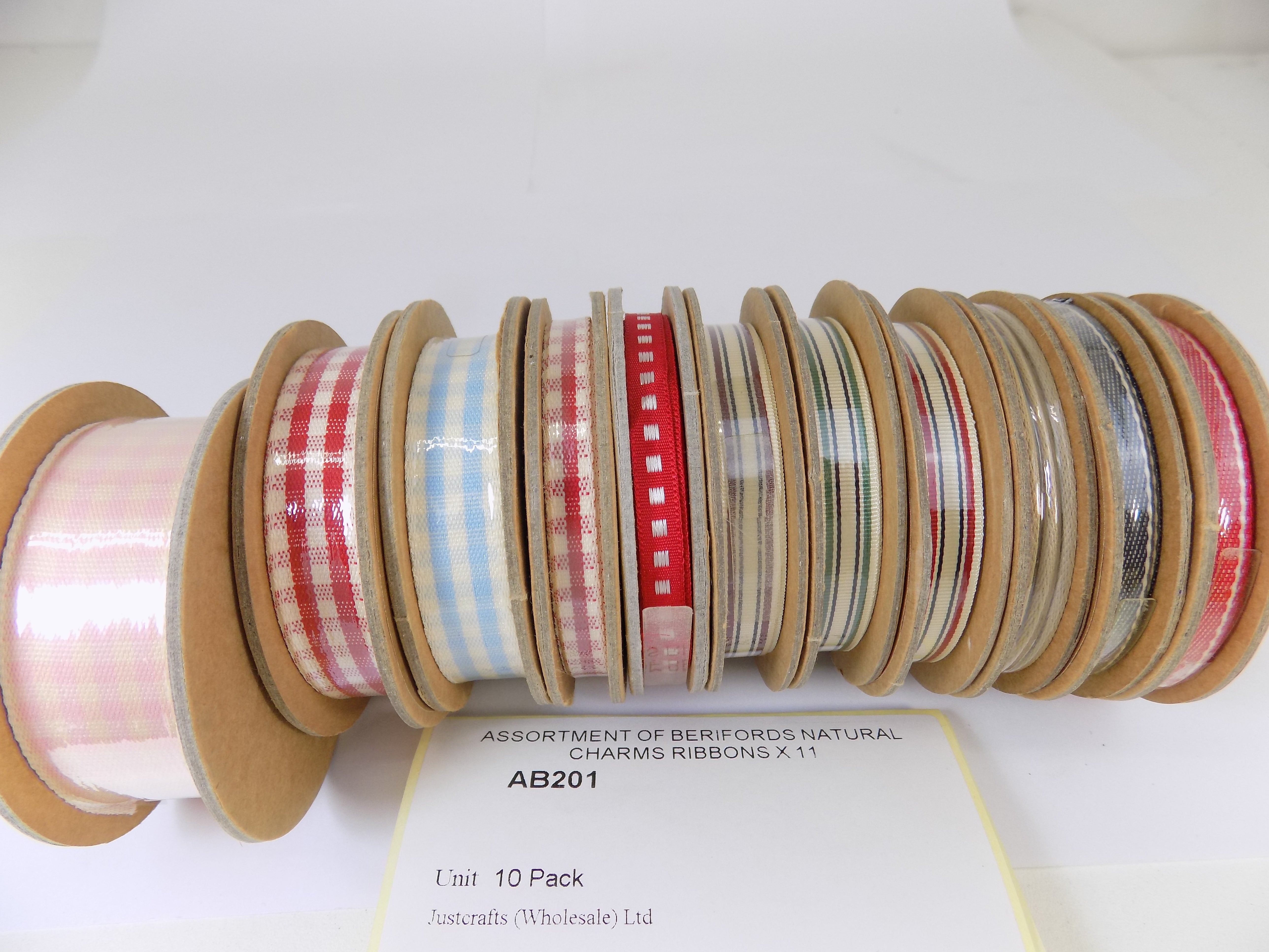 AB201   ASSORTMENT OF BERIFORDS NATURAL CHARMS RIBBONS X 11