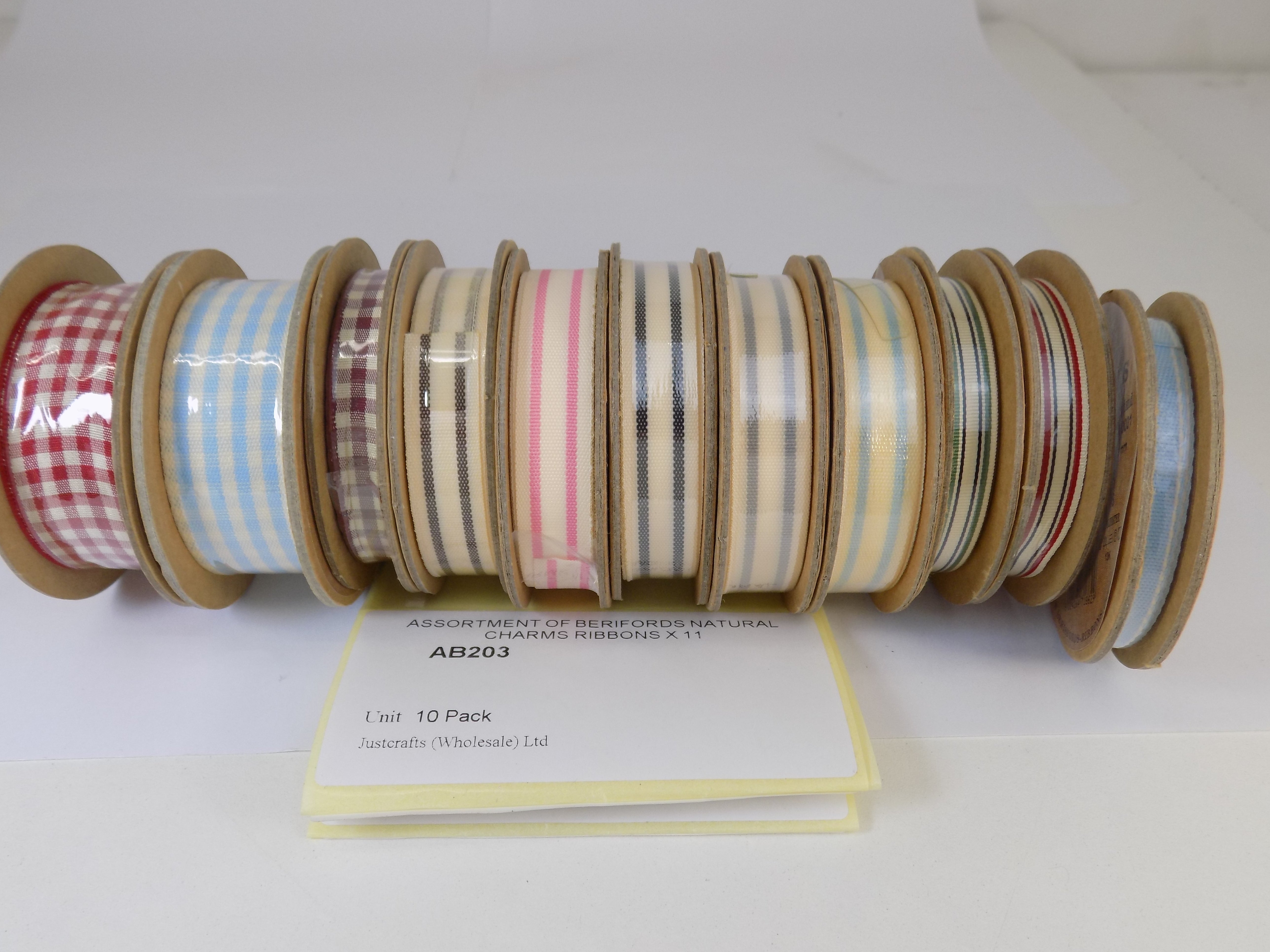 AB203   ASSORTMENT OF BERIFORDS NATURAL CHARMS RIBBONS X 11