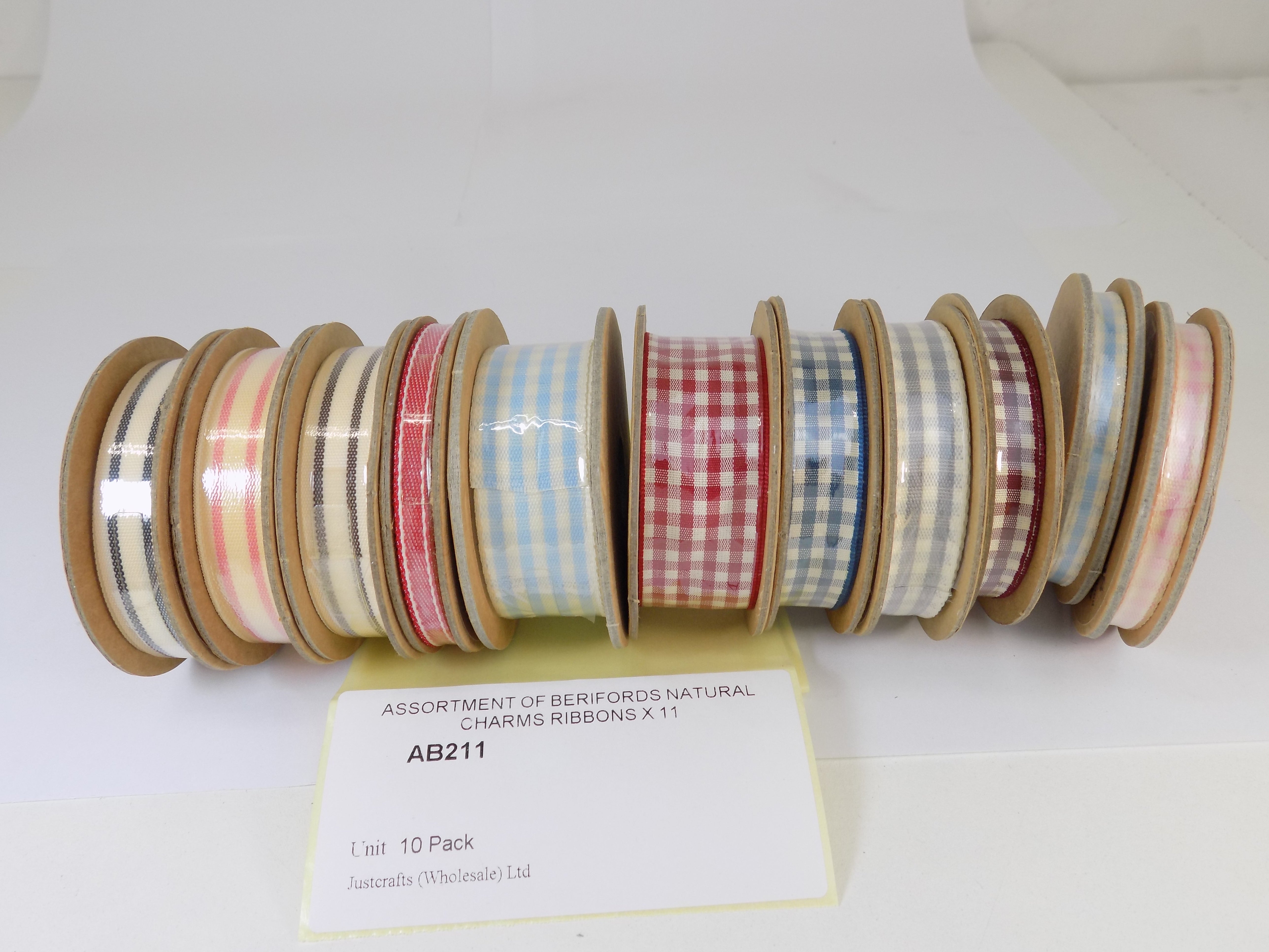 AB211   ASSORTMENT OF BERIFORDS NATURAL CHARMS RIBBONS X 11