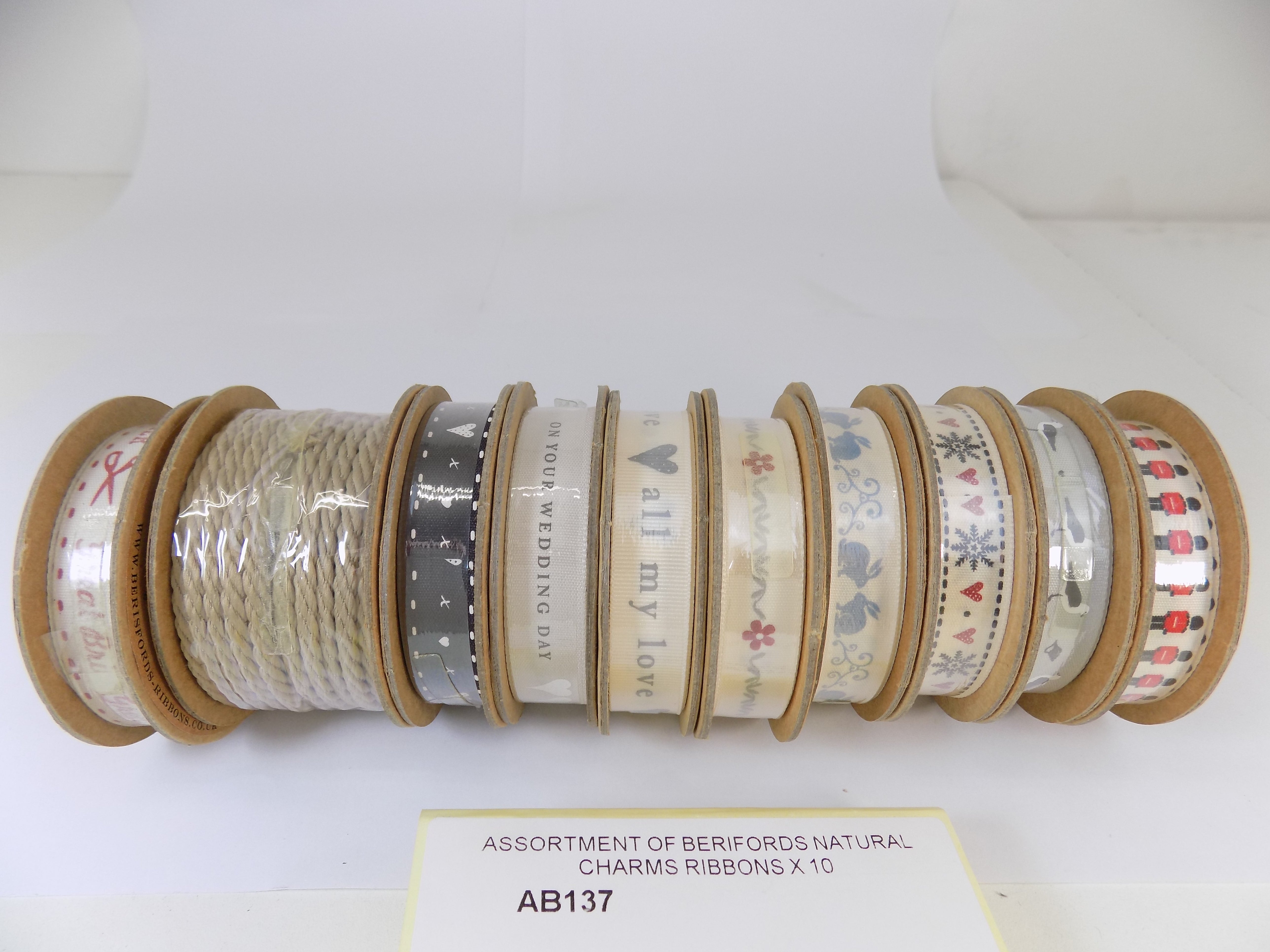 AB137   ASSORTMENT OF BERIFORDS NATURAL CHARMS RIBBONS X 10
