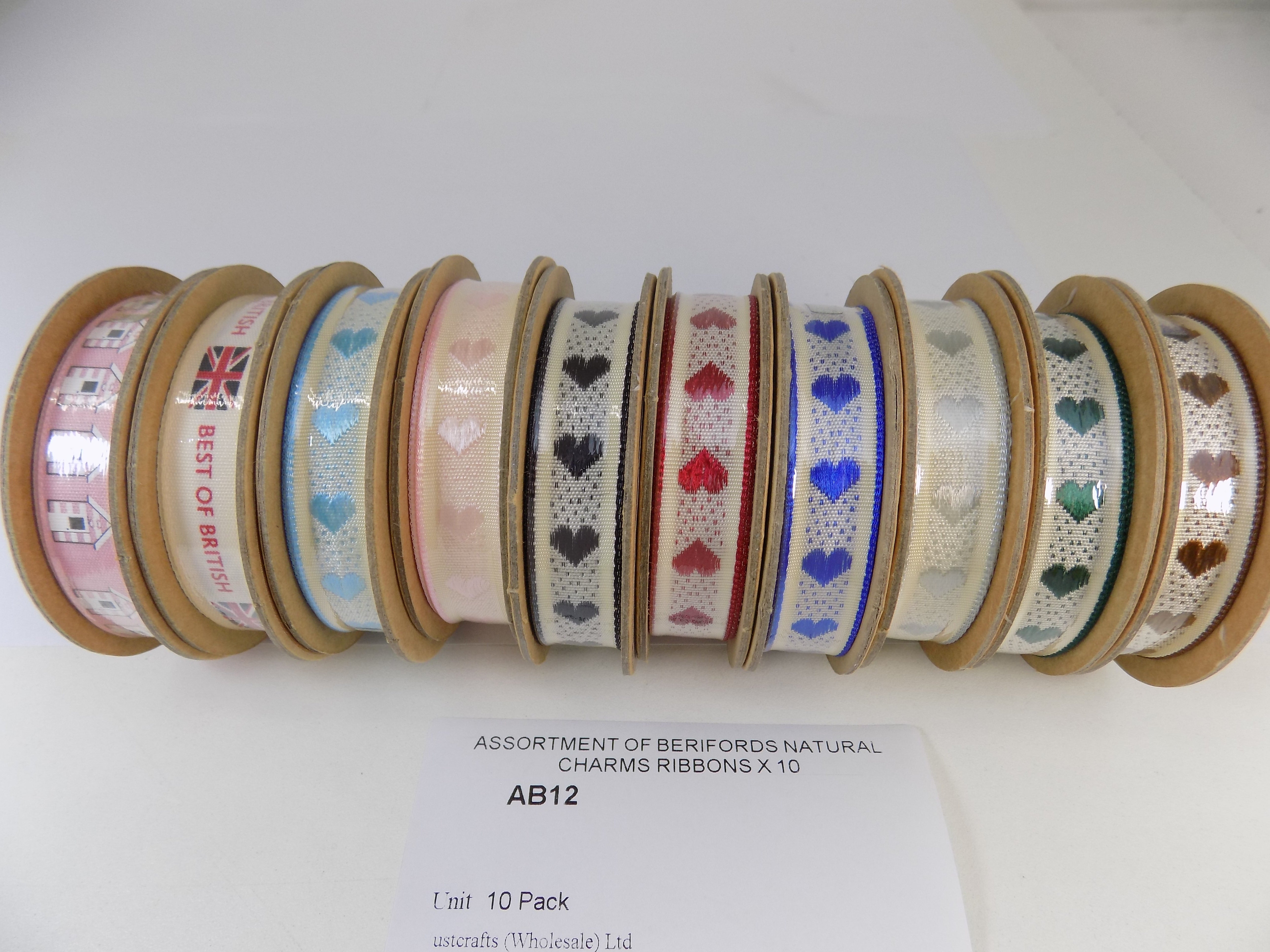 AB12   ASSORTMENT OF BERIFORDS NATURAL CHARMS RIBBONS X 10