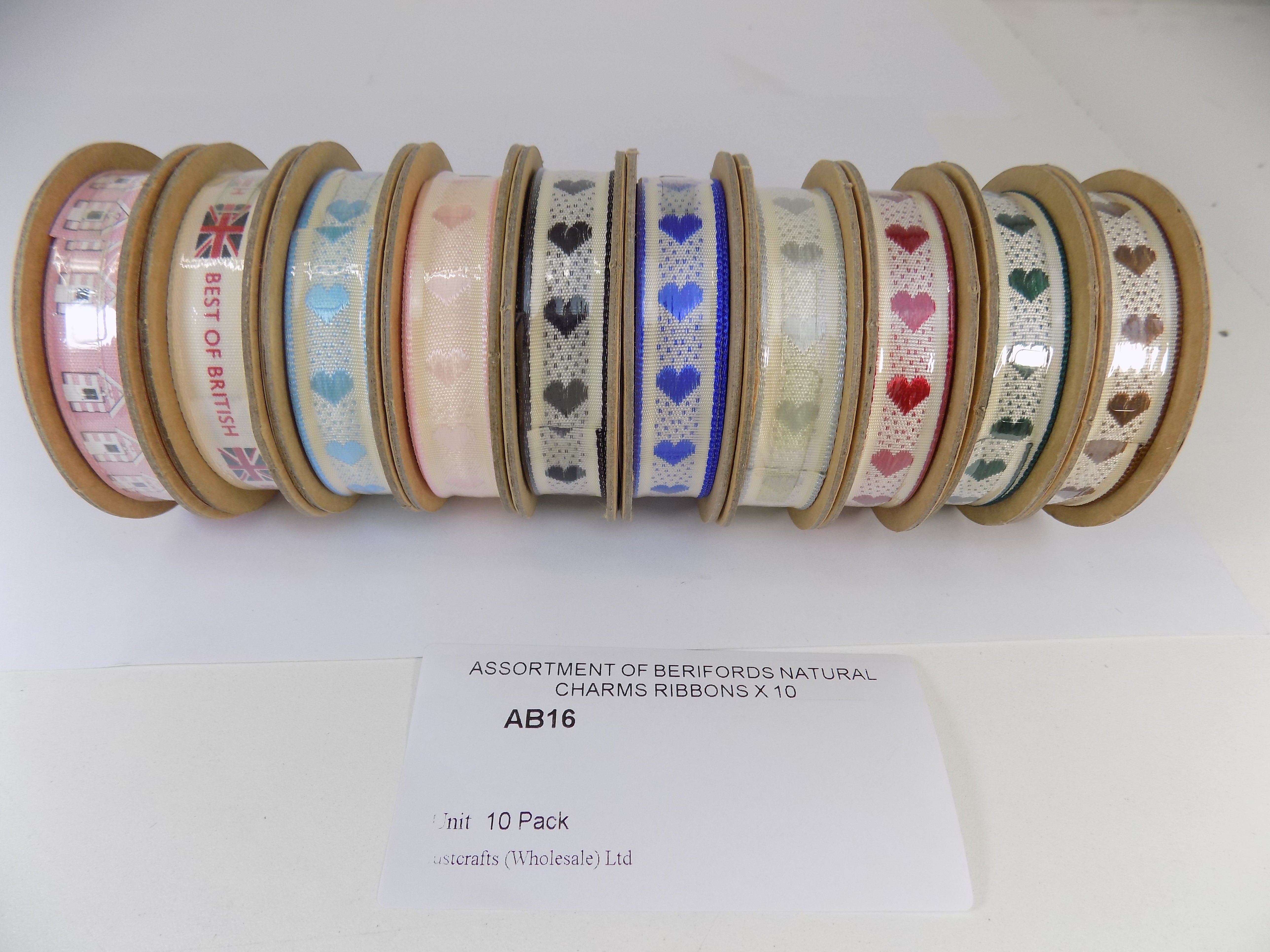 AB16   ASSORTMENT OF BERIFORDS NATURAL CHARMS RIBBONS X 10