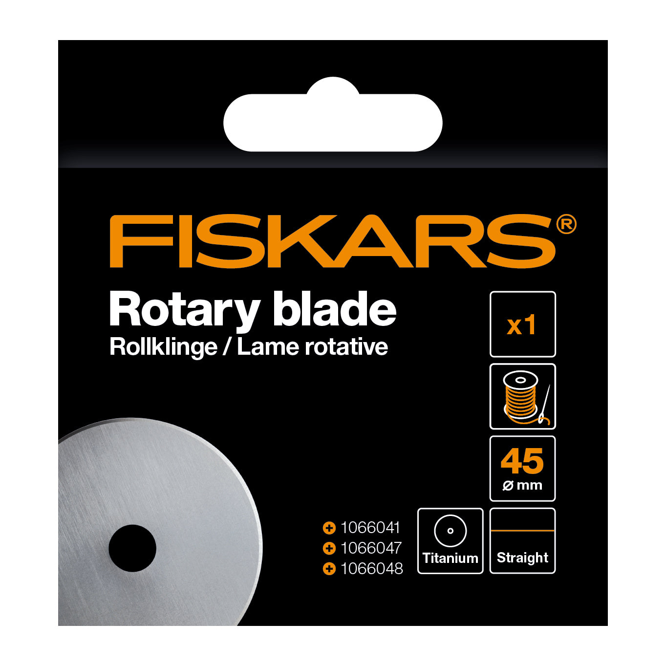 F1066043 - FISKARS ROTARY TITANIUM BLADE 45MM STRAIGHT