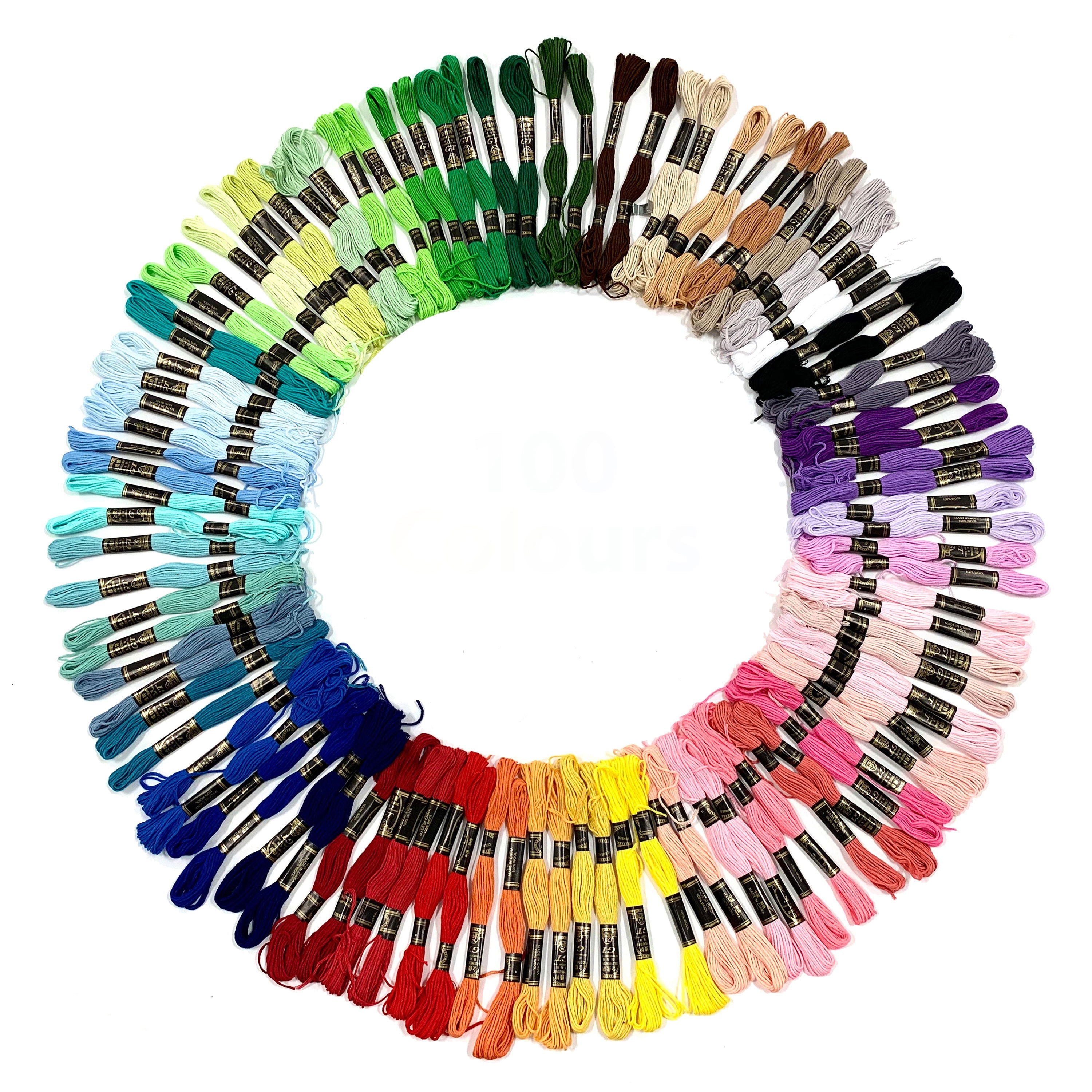 FLOSS100 - TRIMITS COTTON EMBROIDERY THREAD 8M X 100 SKEINS ASSTD