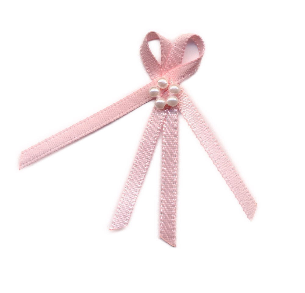 FR28-117 - DOUBLE BOW WITH 5 PEARLS 3mm 117 P PINK