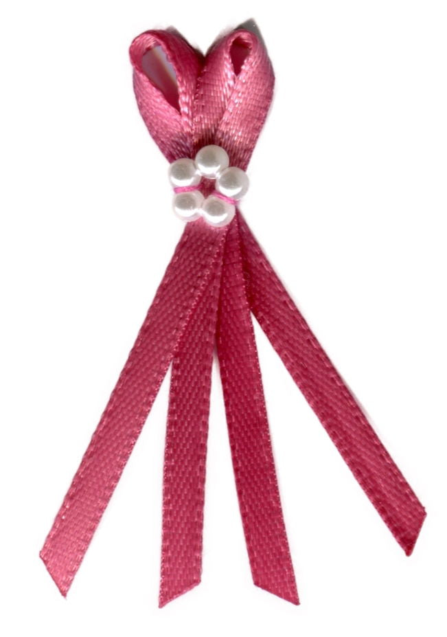 FR28-168 - DOUBLE BOW WITH 5 PEARLS 3mm 168 COLONIAL ROSE