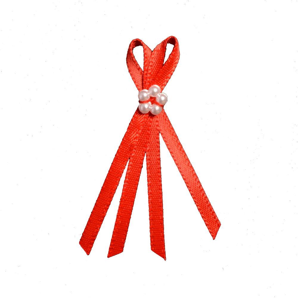 FR28-250 - DOUBLE BOW WITH 5 PEARLS 3mm 250 RED