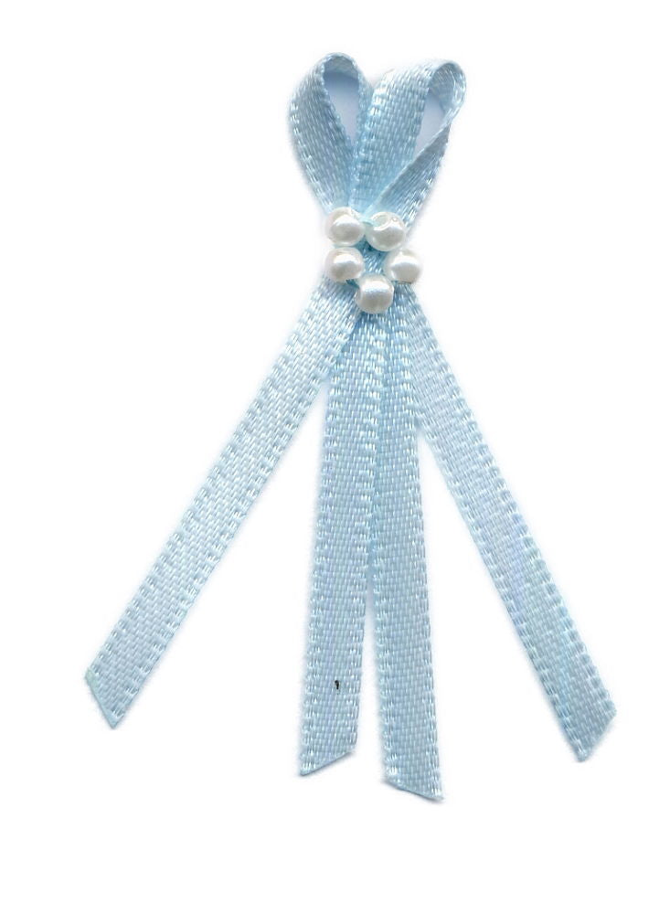 FR28-305 - DOUBLE BOW WITH 5 PEARLS 3mm 305 LT BLUE