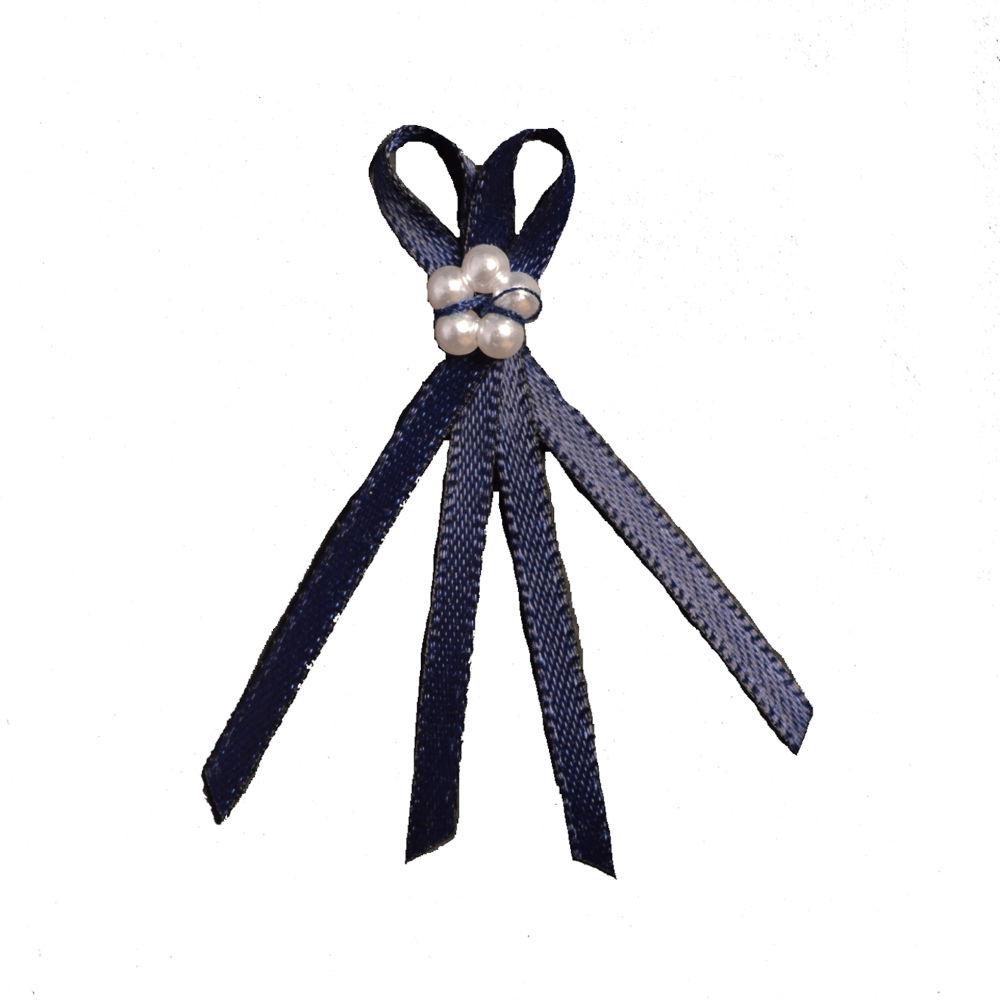 FR28-370 - DOUBLE BOW WITH 5 PEARLS 3mm 370  NAVY