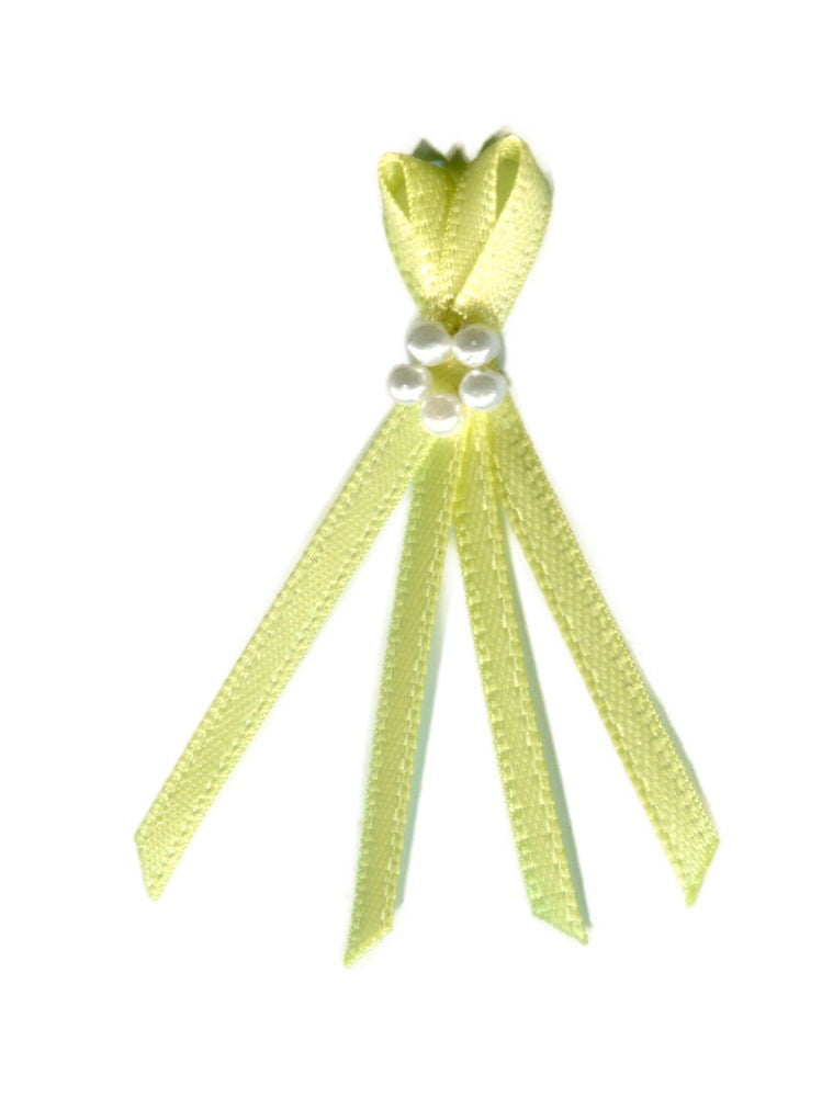 FR28-617 - DOUBLE BOW WITH 5 PEARLS 3mm 617 BABY MAIZE
