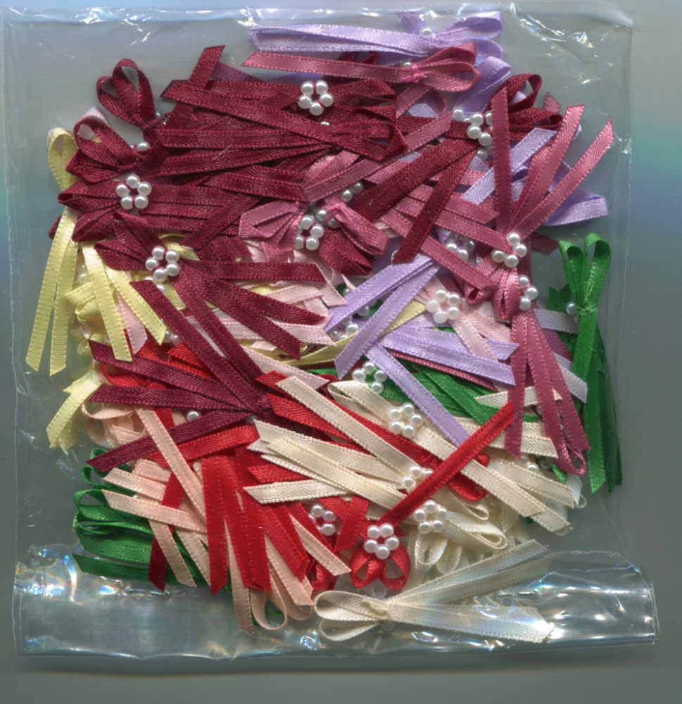 FR28-A - DOUBLE BOW 3MM  WITH 5 PEARLS ASSORTED