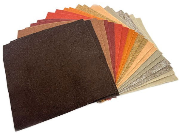 F6-MIX3 - FELT SQUARES 6 inch (15cm) MIX 3 BROWNS/ORANGES