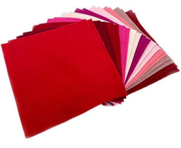 F6-MIX5 - FELT SQUARES 6 inch (15cm) MIX 5 RED/PINK