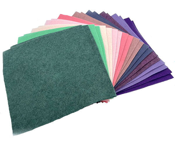 F6-MIX9 - FELT SQUARES 6 inch (15cm) MIX 9 MUTED TONES