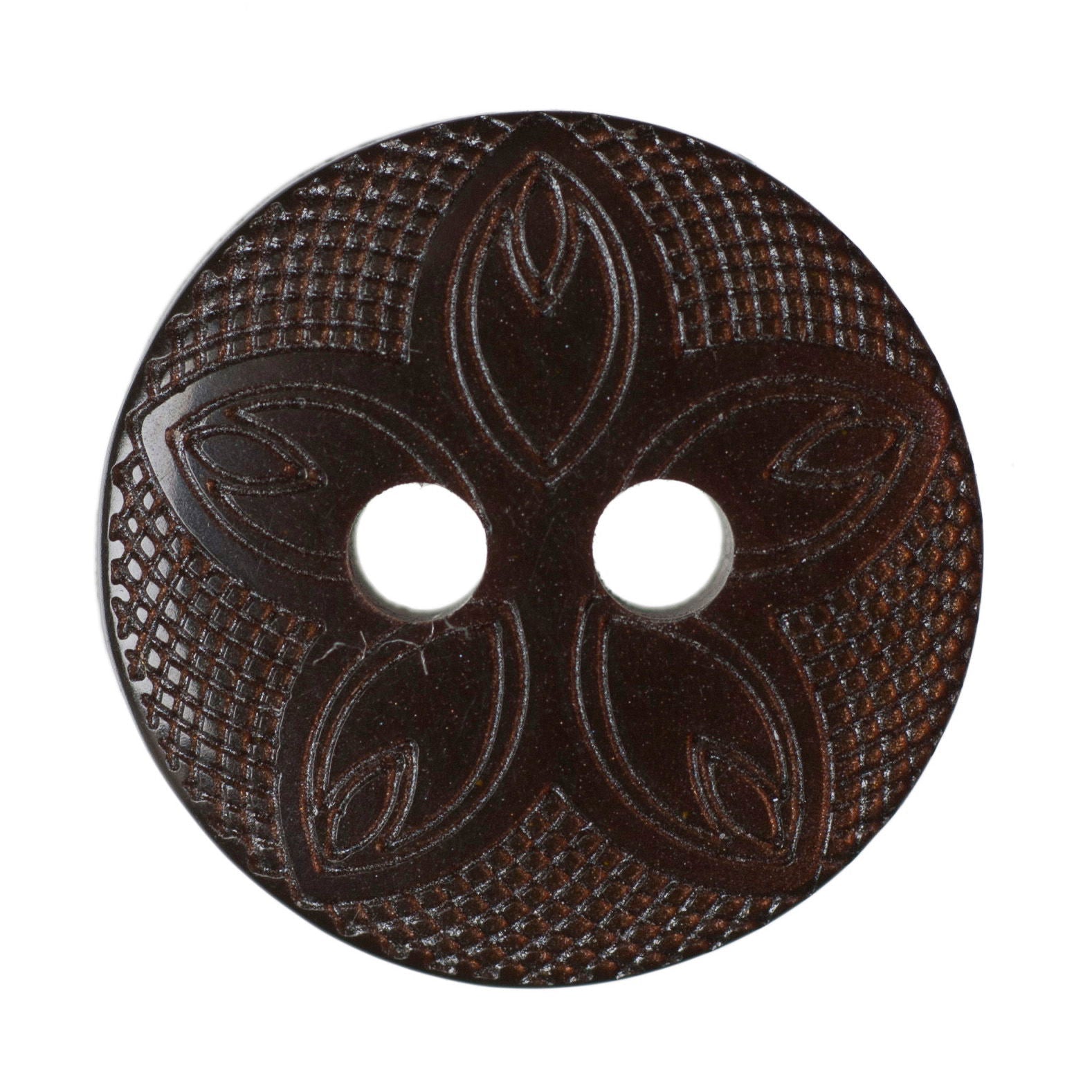 G4185-20-30 - BUTTON FLORAL SIZE 20 COL 30 BROWN (50)