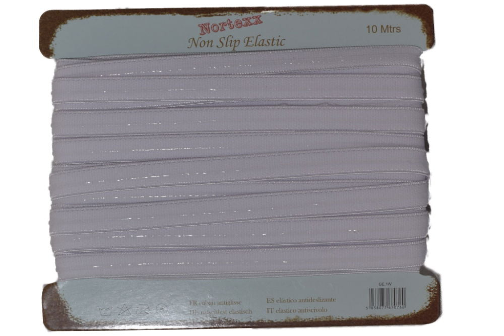 GE-1W - NORTEXX NON SLIP GARMENT ELASTIC 10mm WHITE