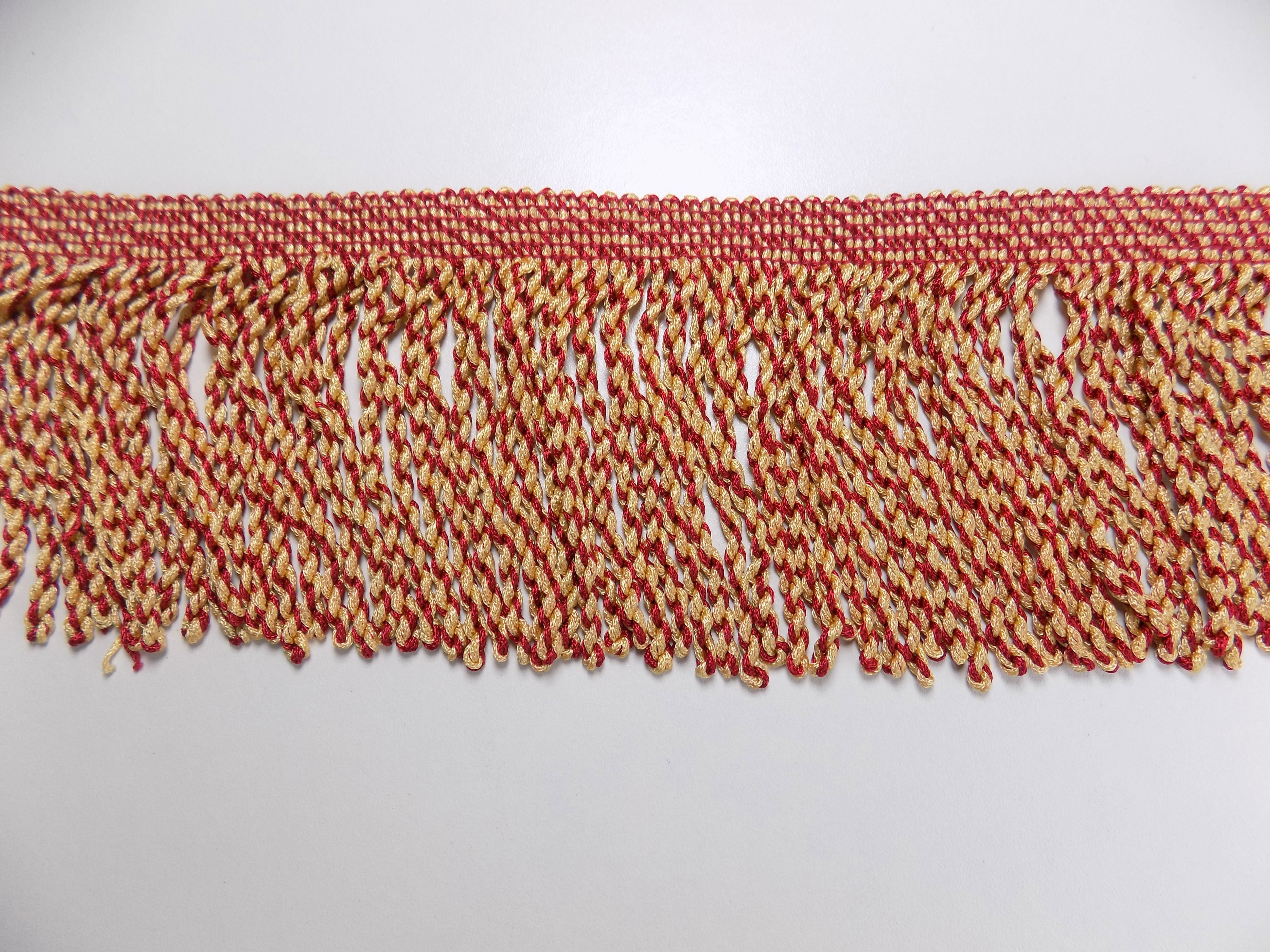 GF8-412 - FINSBURY 90MM BULLION FRINGE BURGUNDY/GOLD