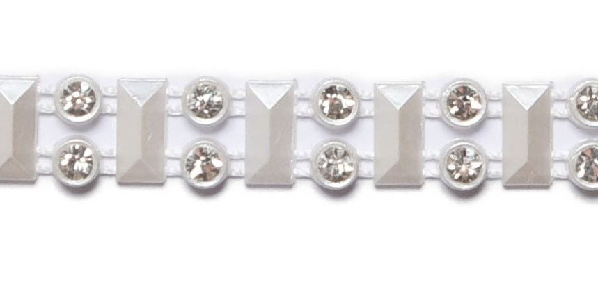 HK811P - RECTANGLE/ CRYSTAL TRIM 5m PEARL