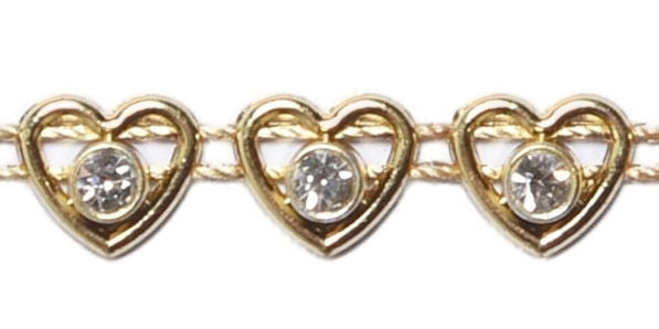 HK815G - HEART/CRYSTAL TRIM 5m GOLD