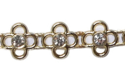 HK817G - FLOWER/CRYSTAL TRIM 5m GOLD