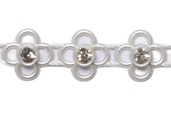 HK817P - FLOWER/CRYSTAL TRIM 5m PEARL