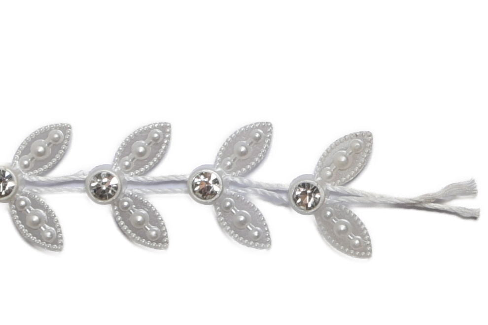 HK821P - LEAF/CRYSTAL TRIM PEARL (5m)