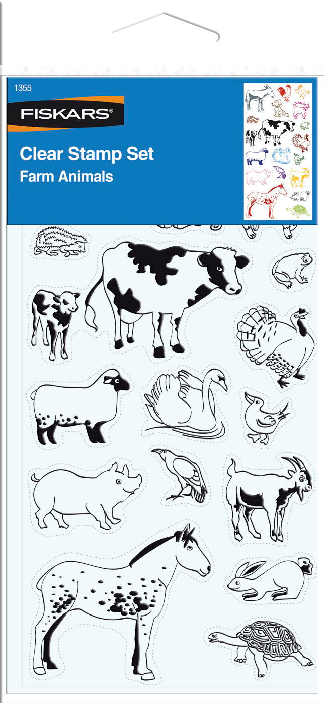 1355 - **FISKARS CLEAR STAMP MINI SHEET FARM ANIMALS