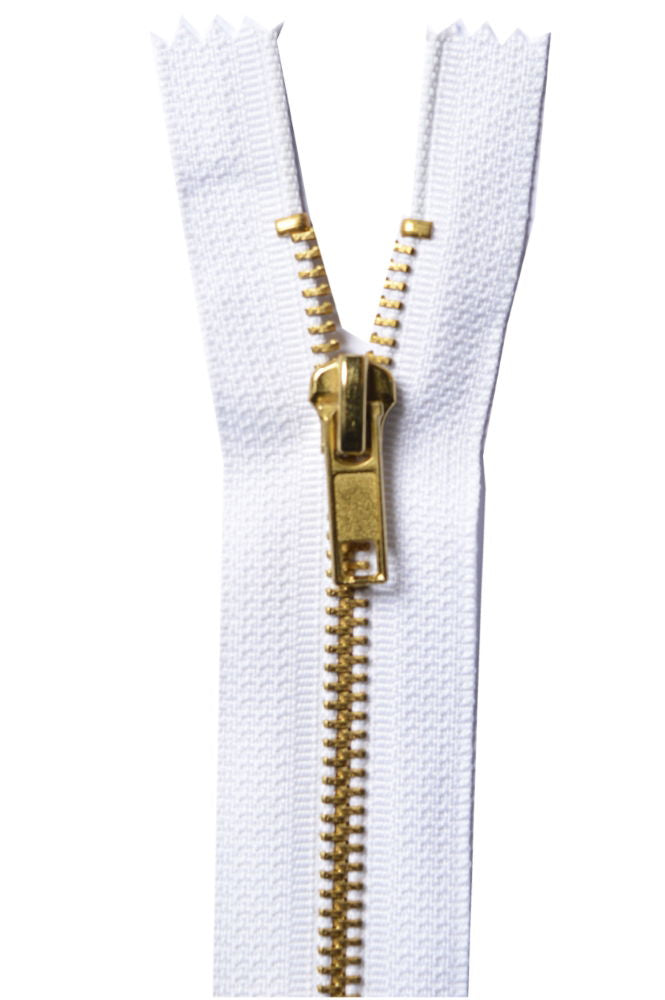 JZ7-101 - BRASS JEAN ZIP (7 inch) 17 cm C501 WHITE