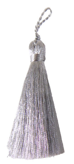 KEYS - SMALL METALLIC KEY TASSEL 5.5cm - SILVER